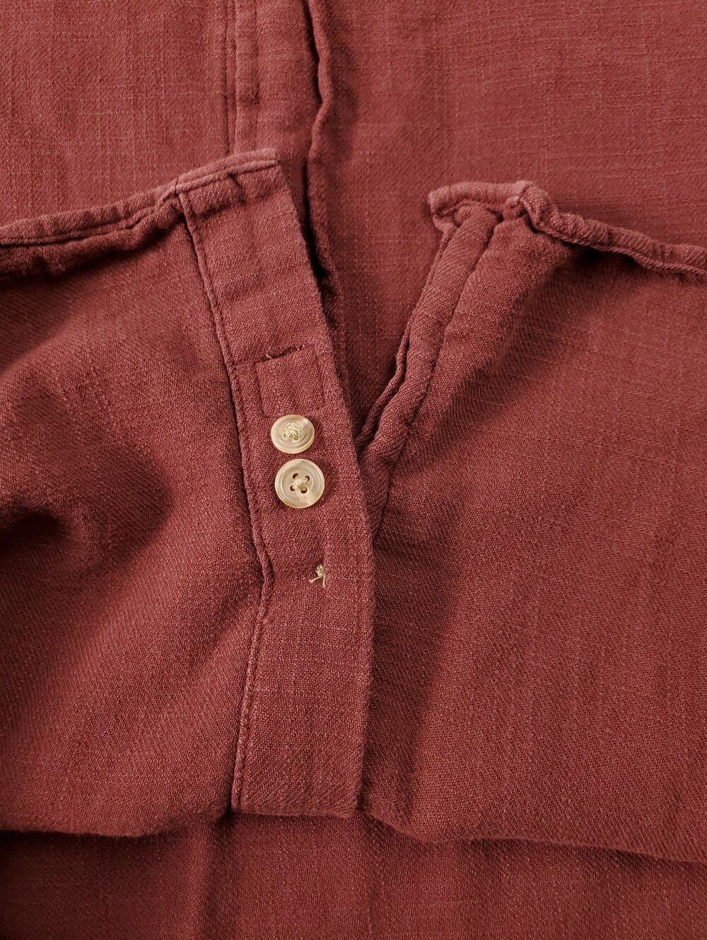 Marine Layer Selvedge Shirt XL Long Sleeve Button Up Terracotta Red 100% Cotton - Picture 9 of 11